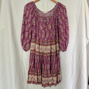 Easel Los Angeles Boho Floral Mini Dress Size S — Purple/Mauve